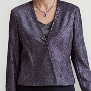 NWT La Nuit Patra Women's 18 Purple Beaded Evening Jacket Wedding Guest RN65518